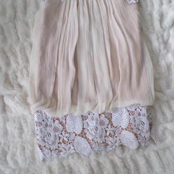 NWOT Jovani SILK mini dress 6 Pastel Spring Chic Feminine Floral Lace Romantic - Picture 3 of 11
